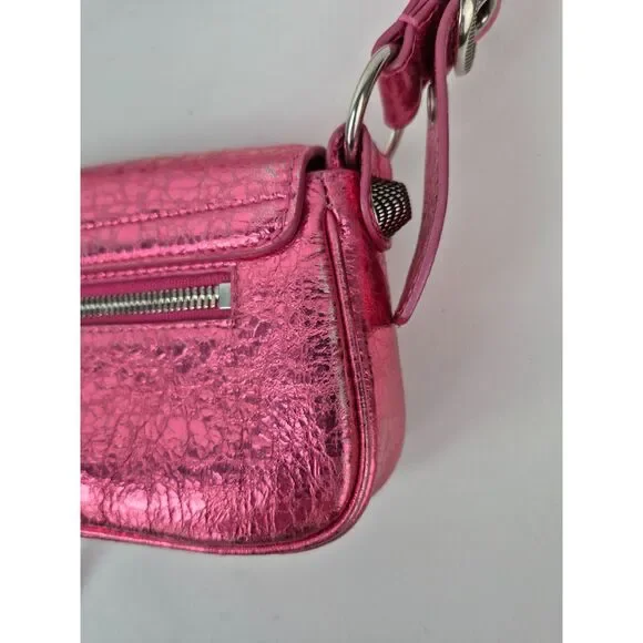 Balenciaga Metallic Pink Leather Le Cagole XS Sling Bag - Picture 7 of 13